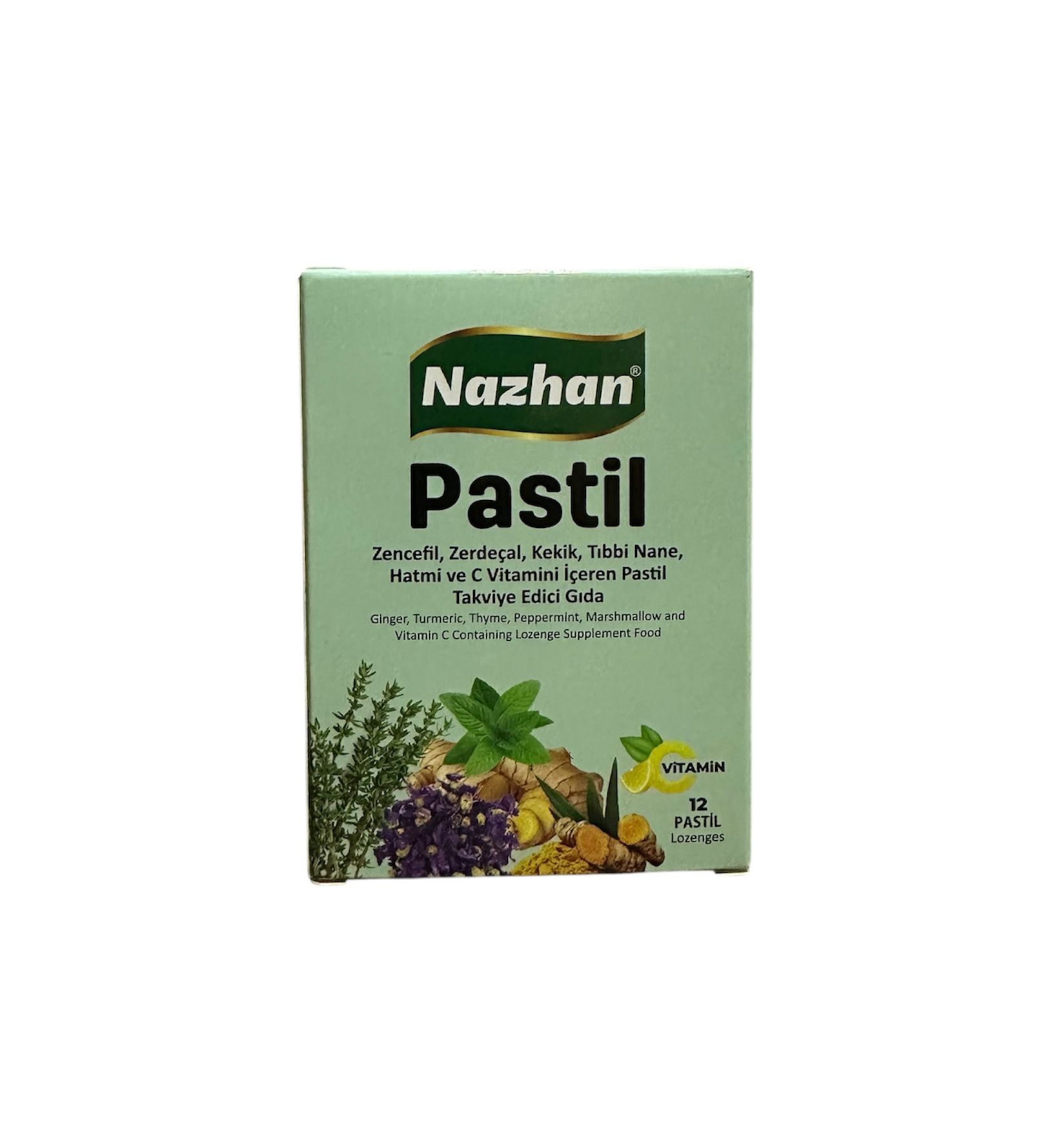 NAZHAN PASTİL ZENCEFİL, ZERDAÇAL, KEKİK, TIBBİ NANE, C VİTAMİNİ 30 GR