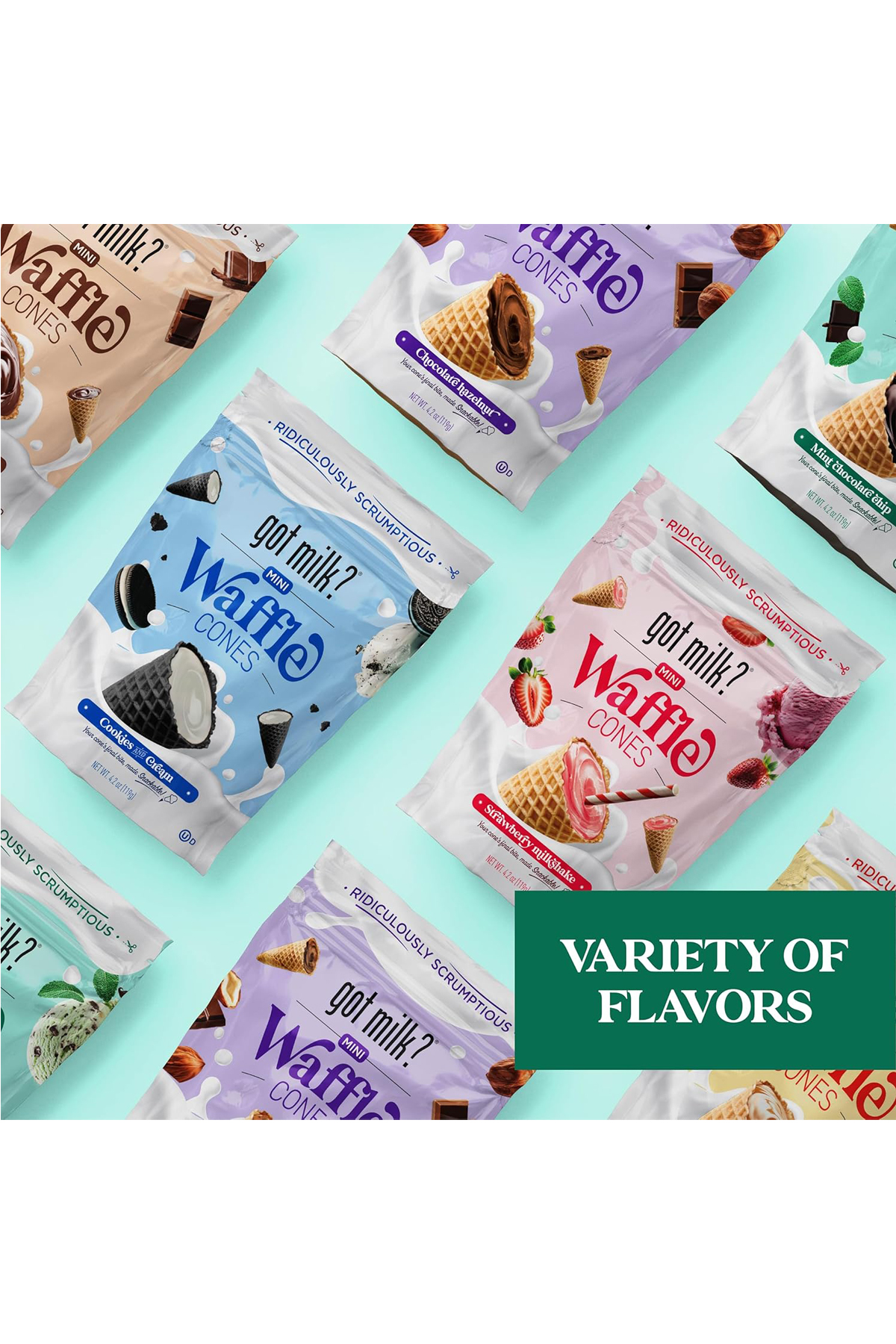 Got Milk Mini Waffle Cones Mint Dark Chocolate Chip 119 gr