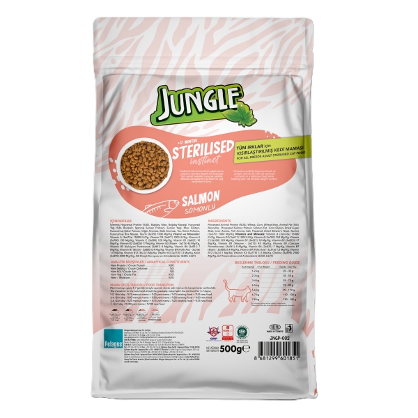 Jungle Kuru Kedi Maması Yetişkin Sterilesed & Somonlu 500 Gr