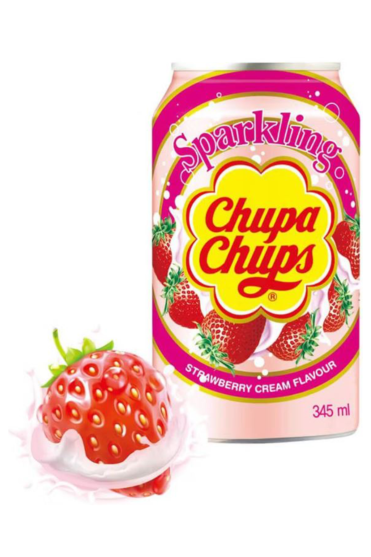 Chupa Chups Sparkli̇ng Strawberry & Cream Flavour 345 Ml