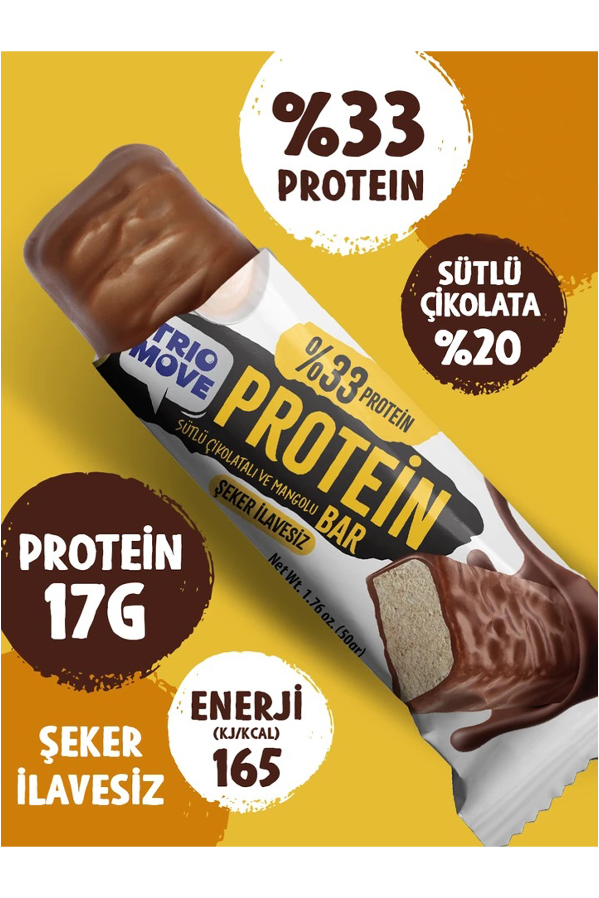 Trio Move %33 Protein Bar Mango Ve Yoğurt 50 Gr