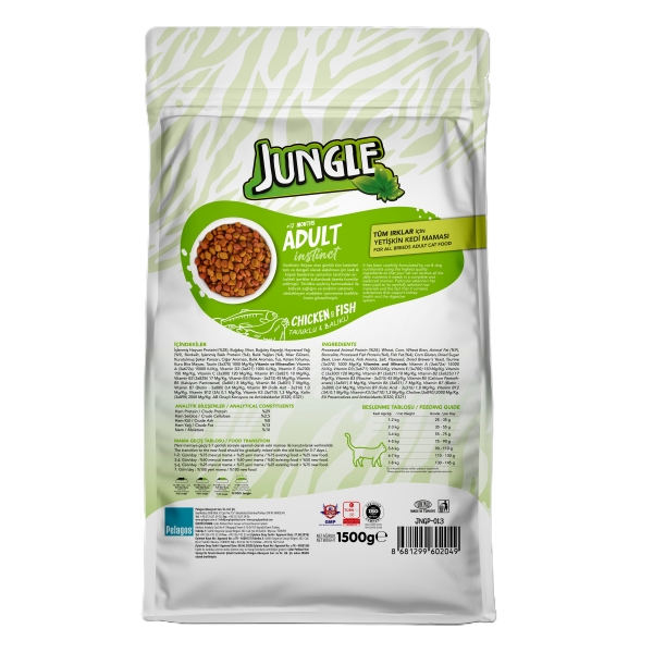 Jungle Kuru Kedi Maması Yetişkin Tavuk & Balıklı 1,5 Kg