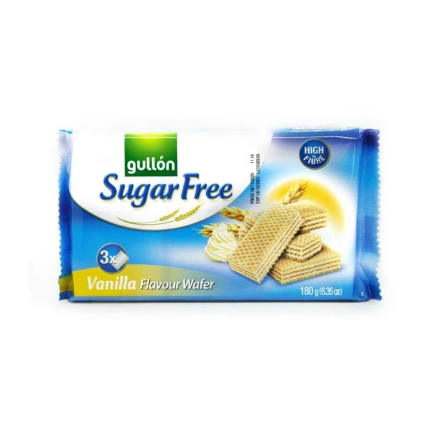 GULLON VANİLYA KREMA DOLGULU ŞEKERSİZ GOFRET 180 GR 