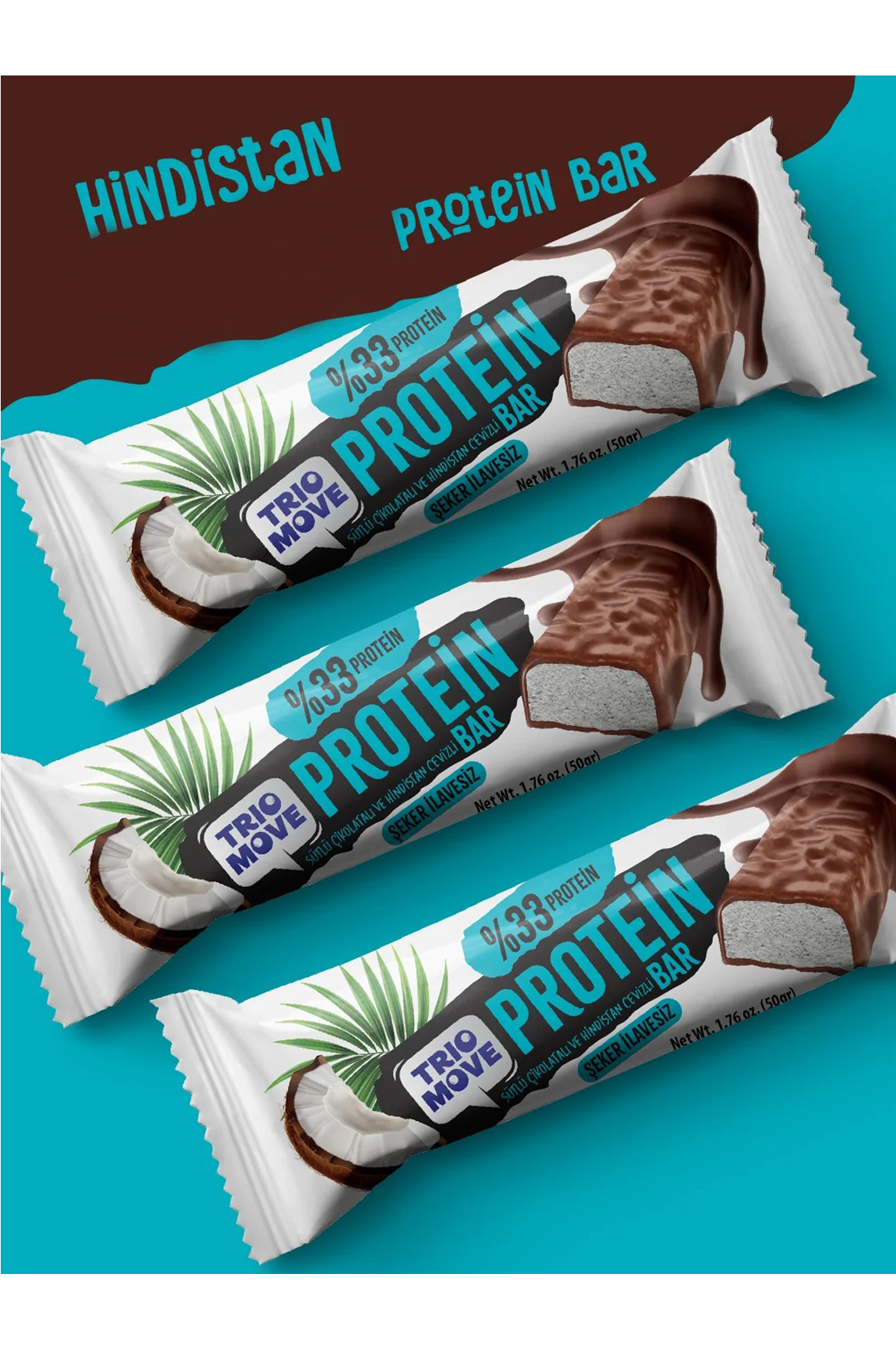 Trio Move %33 Protein Bar Hindistan Cevizli ve Sütlü 50 Gr