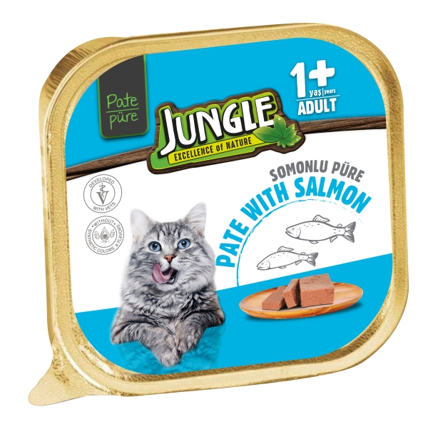 Jungle Püre Kedi Maması Yetişkin Somonlu 100 Gr