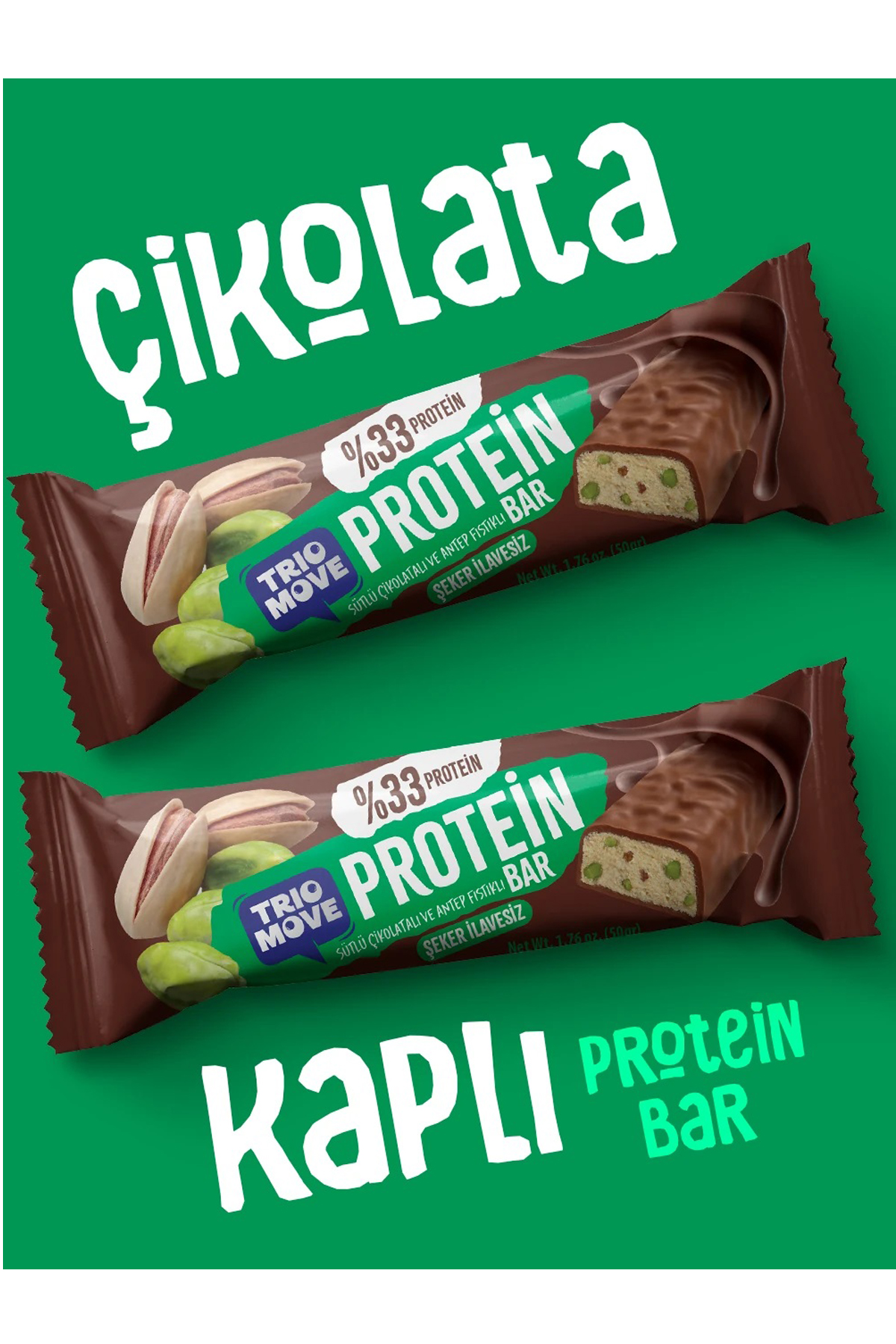 Trio Move %33 Protein Bar Antep Fıstıklı ve Sütlü 50gr