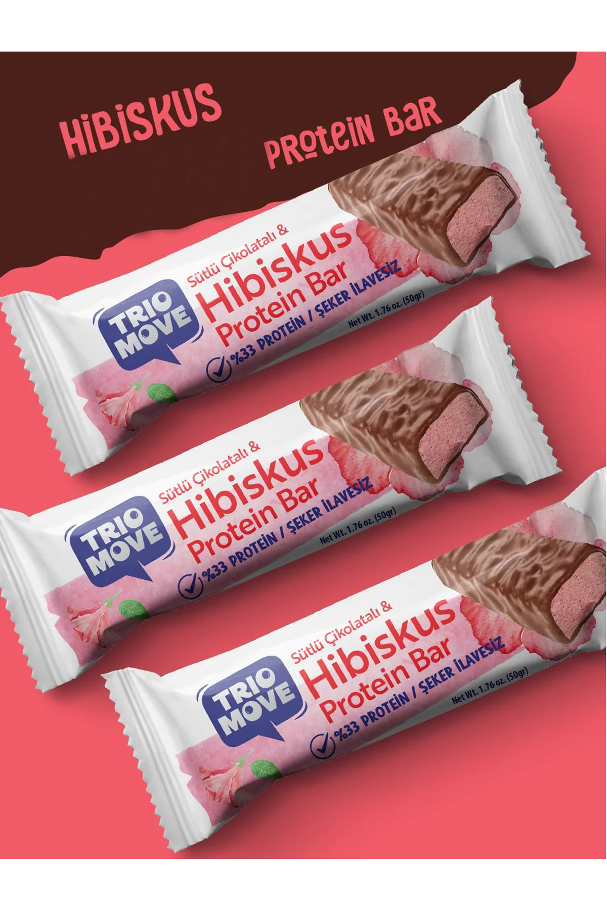 Trio Move %33 Protein Bar Hibiskus ve Sütlü 50 Gr