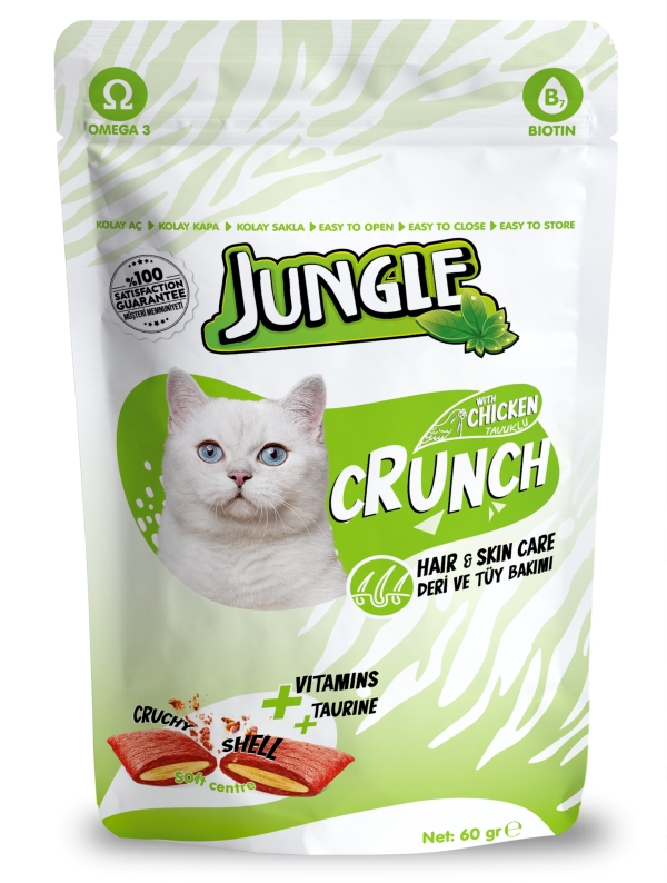 Jungle Crunch Kedi Ödül Maması Deri & Tüy Bakımı 60 Gr