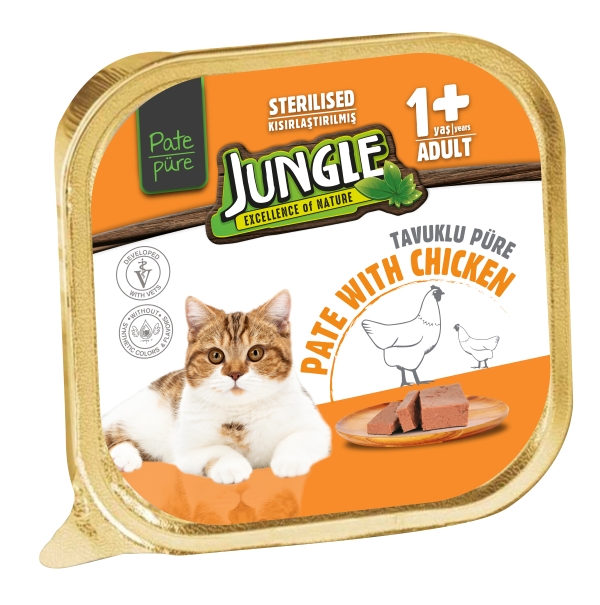 Jungle Püre Kedi Maması Yetişkin Kısır & Tavuklu 100 Gr