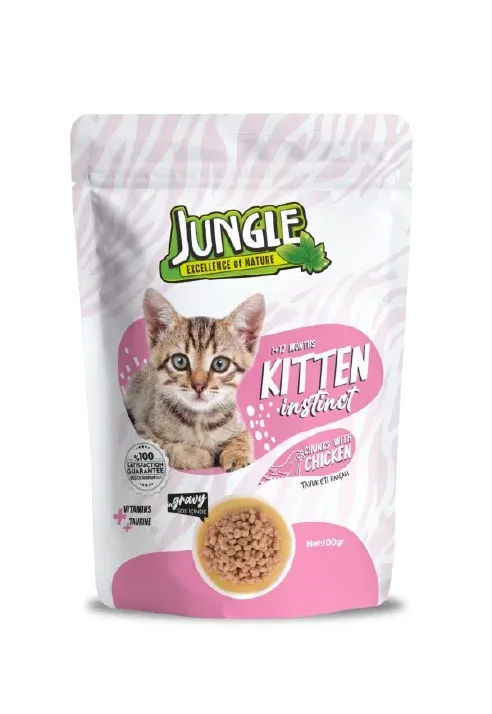Jungle Pouch Kedi Maması Yavru Tavuk Parçalı 100 Gr