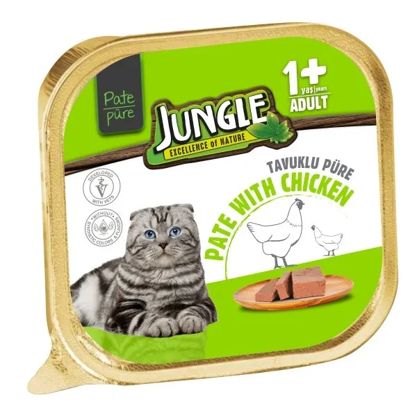 Jungle Püre Kedi Maması Yetişkin Tavuklu 100 Gr