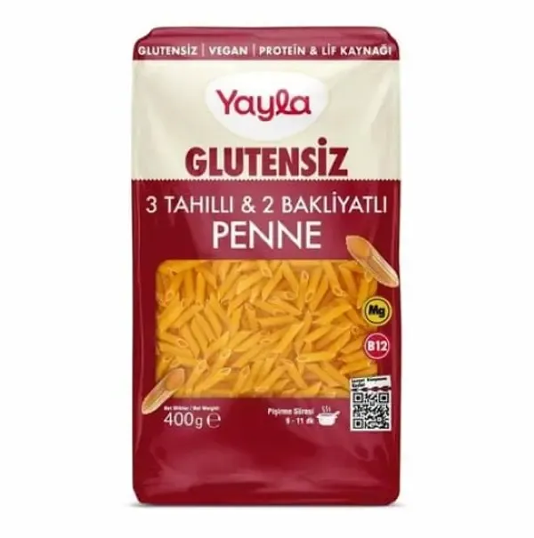 Yayla Glutensiz 3 Tahıllı Ve 2 Bakliyatlı Penne Makarna 400 Gr
