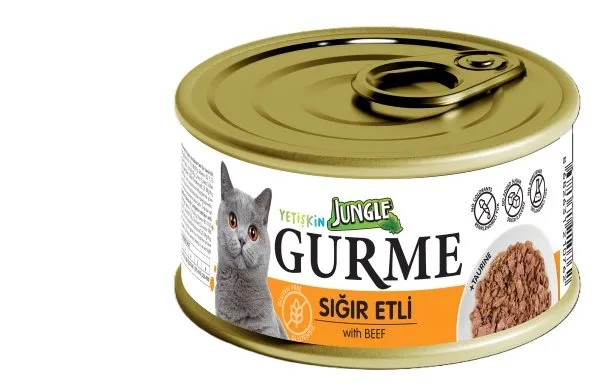 JUNGLE GURME KONSERVE 85 GR KEDİ MAMASI YETİŞKİN SIĞIR ETLİ 