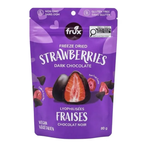 FRUX FREEZE DRIED STRAWBERRIES DARK CHOCOLATE 80 GR