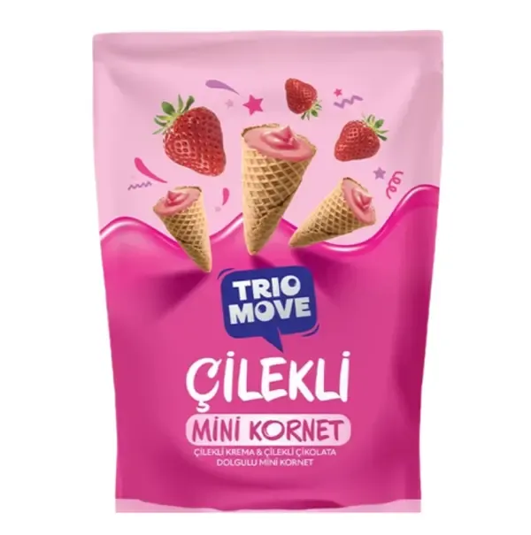 TRİO MOVE ÇİLEKLİ KREMALI MİNİ KORNET 55 GR
