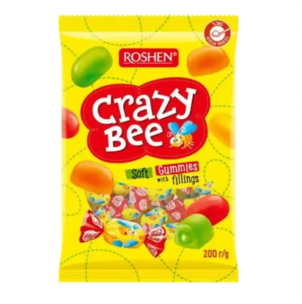 ROSHEN CRAZY BEE FRUITY SOFT GUMIES WITH FILLINGS 200 GR