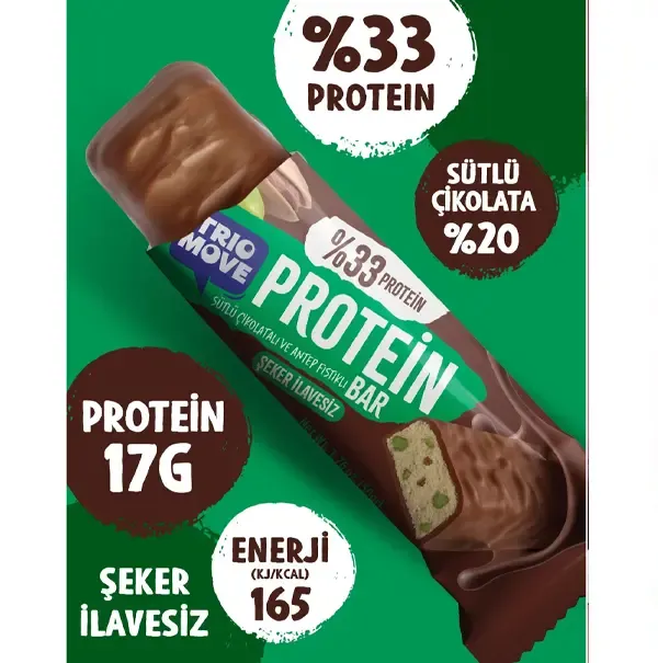 Trio Move %33 Protein Bar Antep Fıstıklı ve Sütlü 50gr