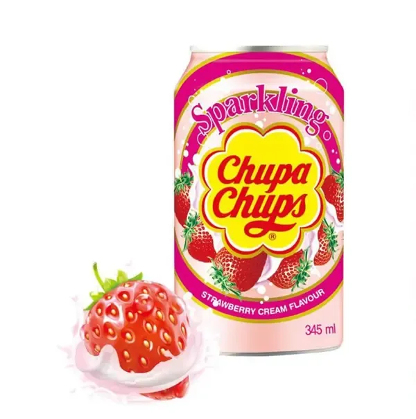 Chupa Chups Sparkling Strawberry & Cream Flavour 345 Ml