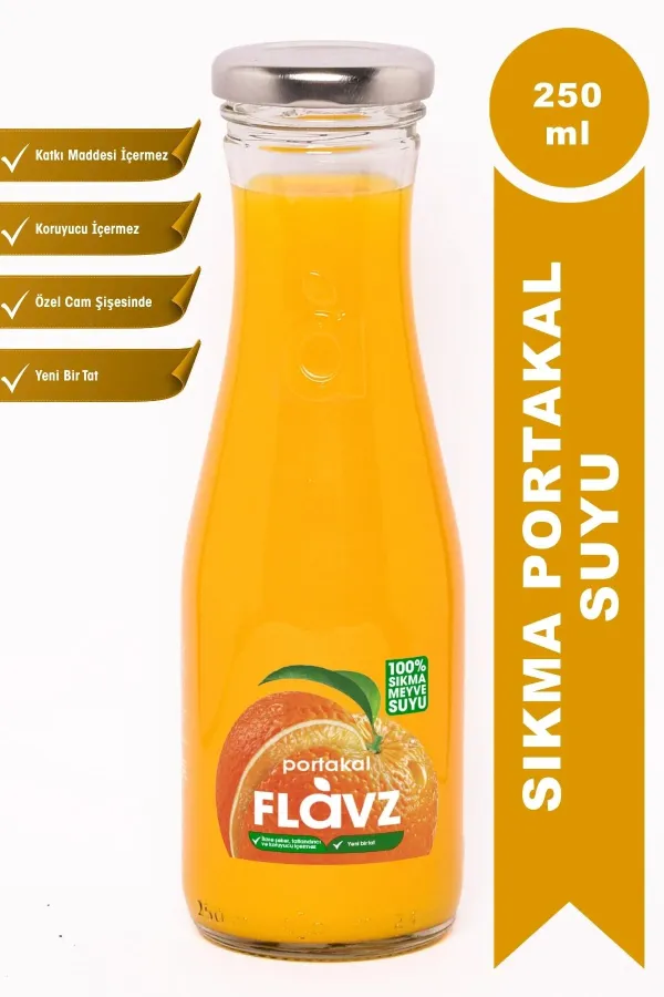 Flavz %100 Sıkma Portakal Suyu 250 ml