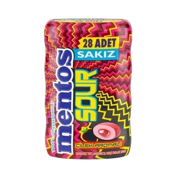 Mentos Sour Çilek Aromalı Draje Sakız 56 Gr