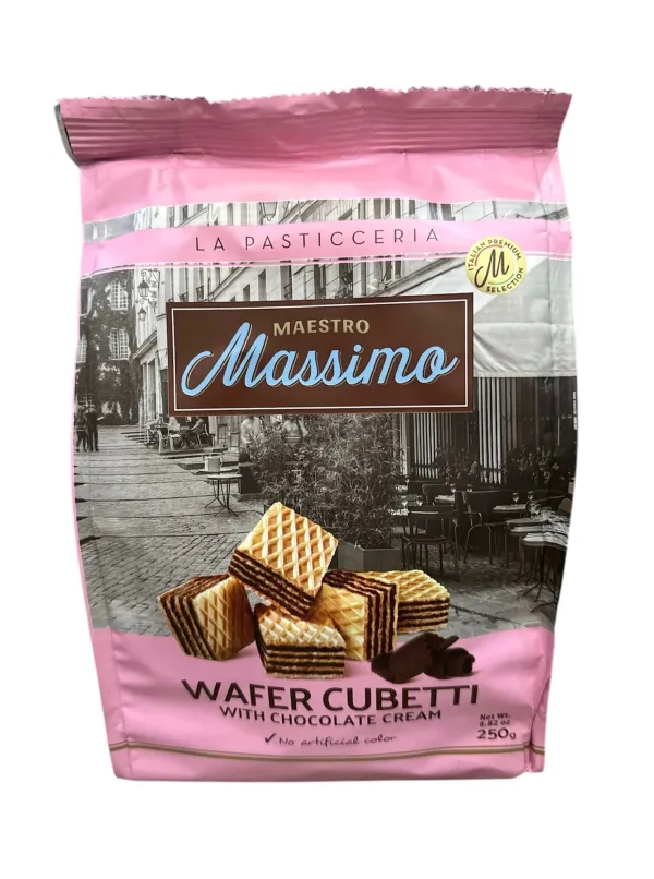 Maestro Massimo Wafer Cubetti With Chocolate Cream (çikolatali Küp Gofret) 250 Gr