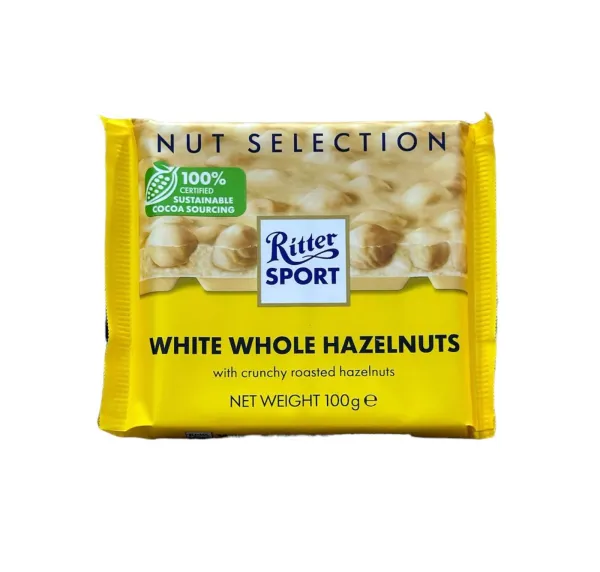 RİTTER SPORT WHİTE WHOLE HAZELNUT (TANE FINDIKLI BEYAZ) 100 GR 