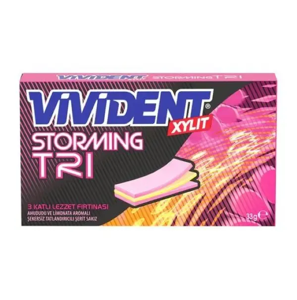Vivident Storming Tri Ahududu ve Limonata Aromalı Sakız 33 gr