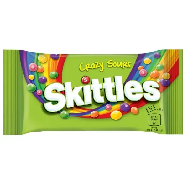 Skittles Crazy Sours Ekşi Meyve Aromalı Draje Şeker 38 Gr