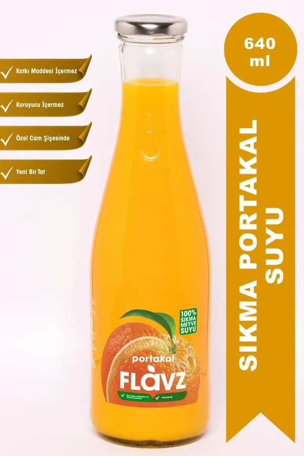 Flavz %100 Sıkma Portakal Suyu 640 ml
