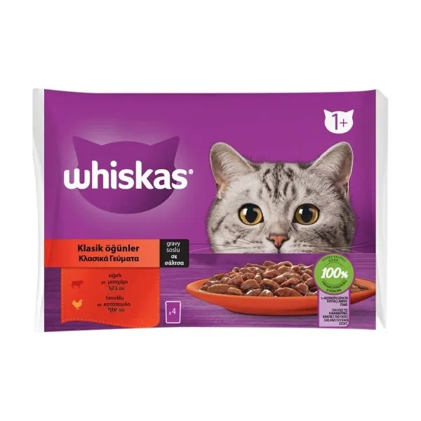 Whiskas Pouch Sığırlı & Tavuklu 85 Gr 4'Lü Paket