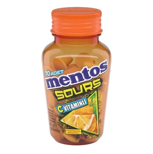 Mentos Sours Portakal Aromalı Şeker 49 Gr