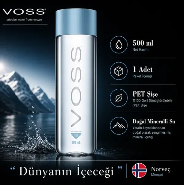 Voss Doğal Mineralli Su (Still / Gazsız) 500 ml PET Şişe