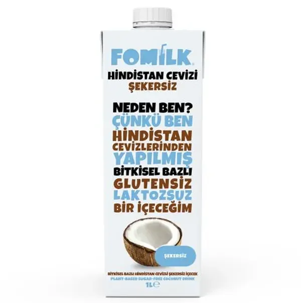 Fomilk Hindistan Cevizi Sütü Şekersiz 1 Lt