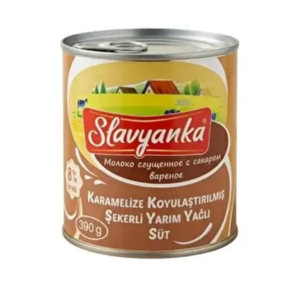 SLAVYANKA KARAMELİZE KOYULAŞTIRILMIŞ ŞEKERLİ YARIM YAĞLI SÜT 390 GR