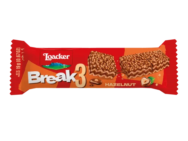 Loacker Break3 Hazelnut Gofret 19 Gr